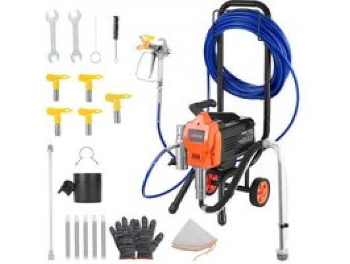 VEVOR Airless-Farbspritzgerät Sprühgerät mit Standfuß 1500 W 3300 psi, Farbsprühsystem mit Reinigungsbürste & Schlauch & Verlängerungsstange & Düsen, Farbsprühgerät für Wohnungen, Gebäude