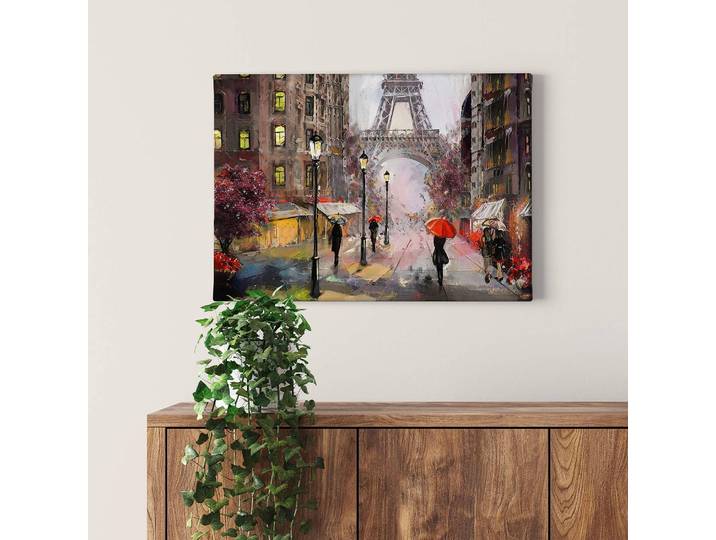Impression sur toile Paris Polyester PVC / Épicéa Marron 70 x 50cm