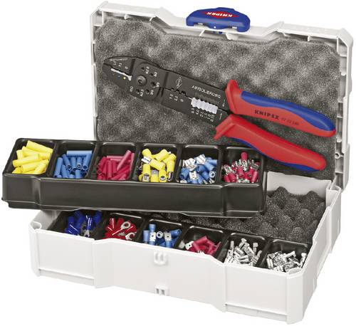 Knipex 97 90 25 Crimpzangen-Set 301teilig Isolierte Kabelschuhe, Unisolierte Steckverbinder, Flachstecker, Flachsteckhülsen, Isolierte Stoßverbinde
