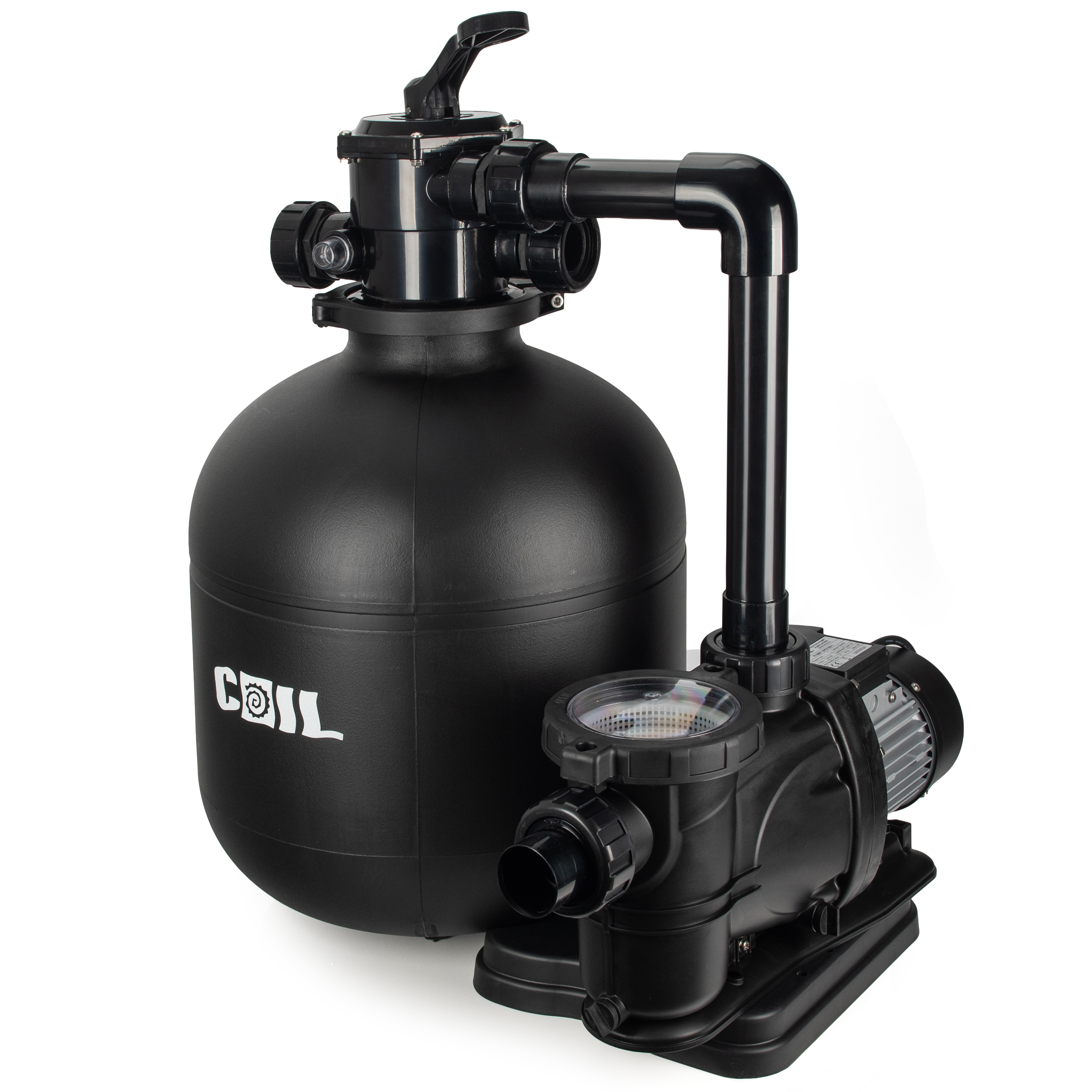COIL Sandpumpe, Sandfilter für schwimmbäder, Poolpumpe, Filterpumpe, Kapazität: 19000 l/h, 7-Wege-Ventil mit Manometer, 1,5 bar, Leistung: 800W,