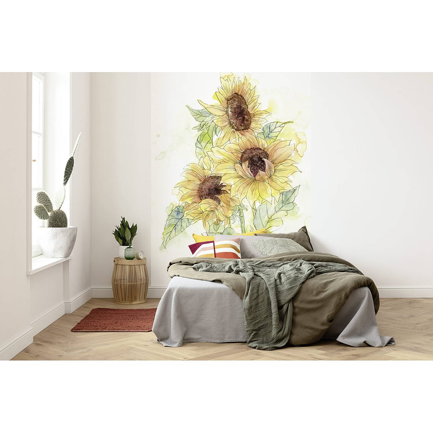 home24 Fotobehang Girasol Floral Modern Multicolour Geel B: 200 cm, H: 250 cm
