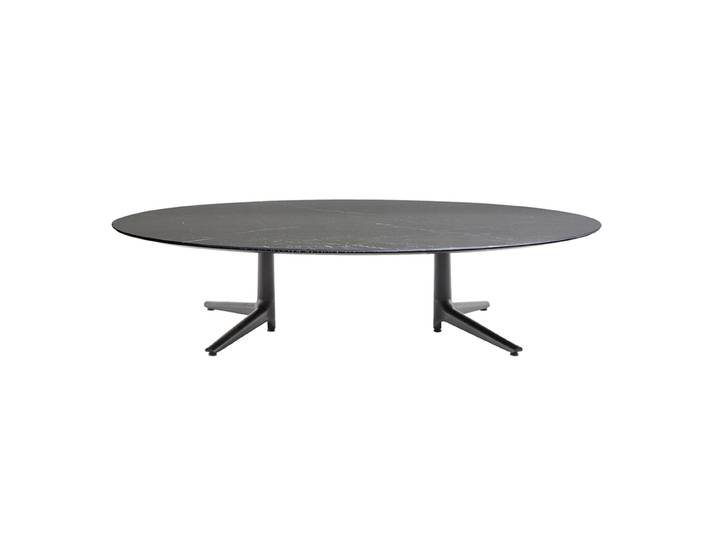 KARTELL table basse MULTIPLO LOW avec plateau oval (Noir - Aluminium moulé et plateau en céramique finition marbre)