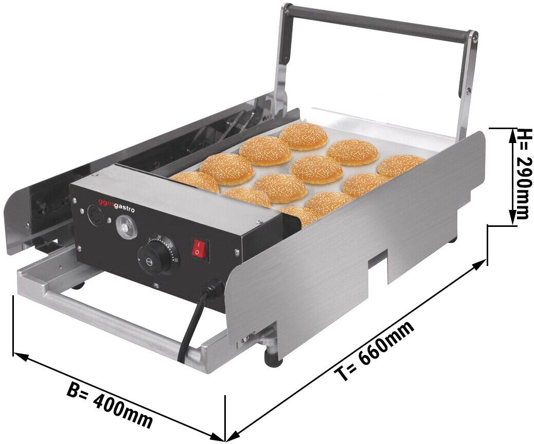 GGM Gastro Hamburgerbroodjes toaster - mechanisch - 2,2kW zilver