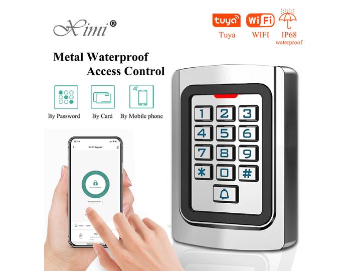 Lecteur de contrôle d'accès RFID étanche avec rétroéclairage, application Tuya WIFI, clavier, 2000 utilisateurs, carte EM 125KHz, contrôleur d'accès métallique