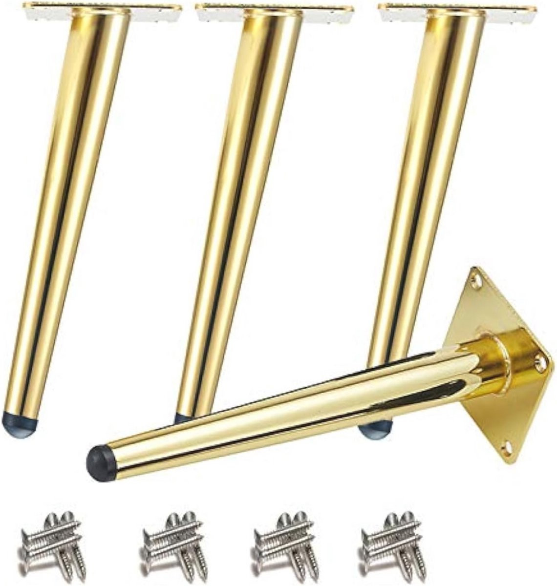 Gouden schuine tafelpoten van metaal, 30 cm - Stabiel en stil voor uw meubels