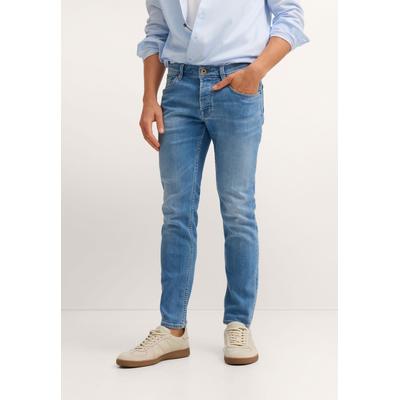 5-Pocket-Jeans BUGATTI "Slim Fit", Herren, Gr. 40, Länge 32, blau (346, blau), 81% Baumwolle, 11% Lyocell, 6% Polyester, 2% Elasthan, Jeans 5-Pocket-Jeans, italian premium denim fabric