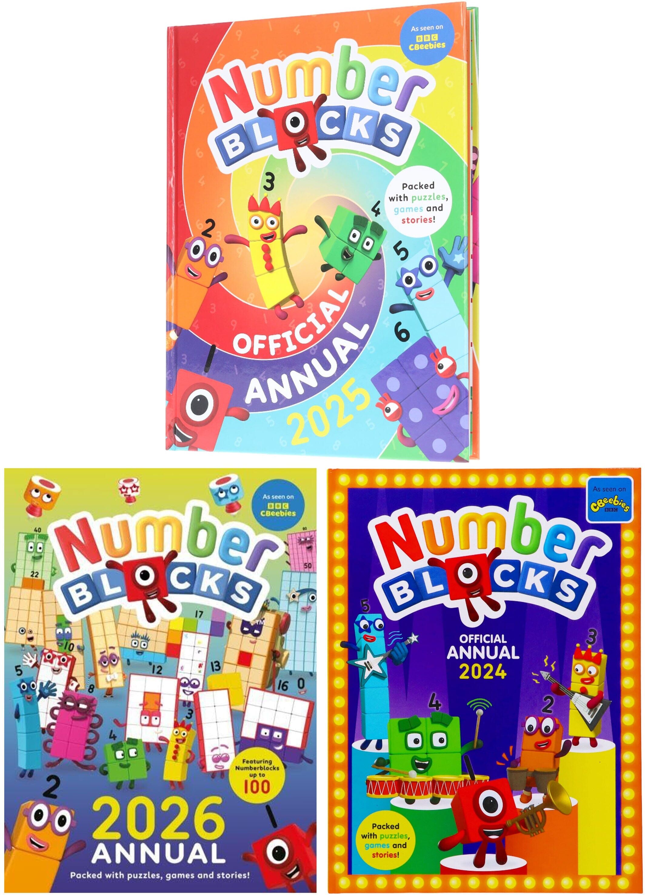 Numberblocks Annual 2026, 2025 & 2024 Children's stories, puzzles, games, colouring & More: 3 Books Collection Set - Ages 4+ - Hardback Sweet Cherry Publishing
