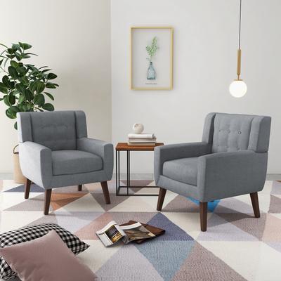 Lumibee 3-Piece Linen Tufted Chair Set with Armchair and Loveseat for Living Room