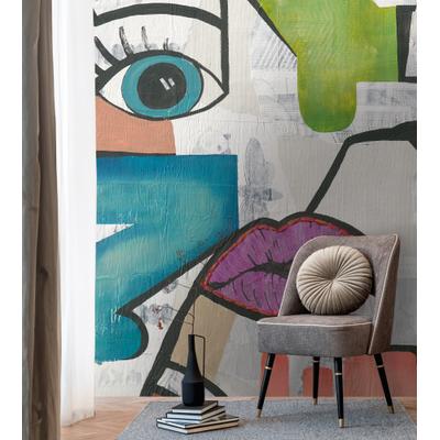 Fototapete LIVING WALLS "THE WALL III Tapete Abstrakt Motivtapete Kunst Kunst", bunt (bunt,blau,lila), B:2,8m H:0,02m L:2,12m, Vlies, Tapeten, Vliestapete Zeichnung für Schlafzimmer Küche Wohnzimmer Abstrakt Flur