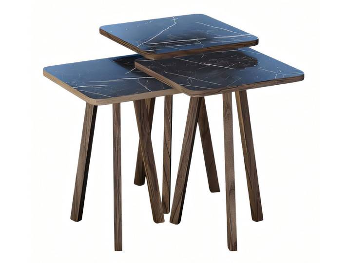 Xlmoebel Satztisch Schwarzes Holz-Couchtisch-Set von XLMOEBEL im modernen Design (Set, 3-teiliges Couchtisch-Set), Made in Europa
