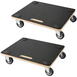 PROREGAL Mega Deal 2x Profi Transportroller HERCULES 50x50cm Traglast 150kg 4 Gummirollen Siebdruckplatte Rollbrett Möbelroller Transporthilfe