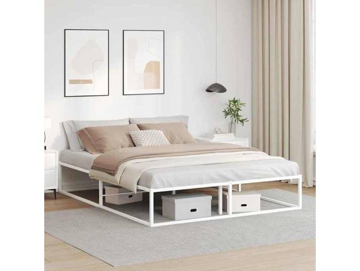 CHIC Lit adulte 2 places - 160x200 cm Structure/Cadre de lit blanc 160x200 cm métal #Sara14556