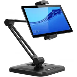 Techly Np Extensible Support - Befestigungskit (Wandmontage, Halterung für Schreibtisch, Tablet Halterung, Schwarz