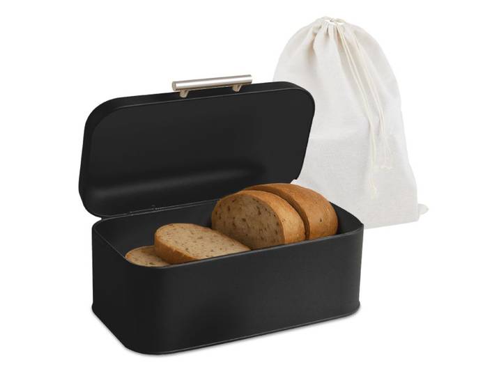 Relaxdays Brotkasten mit Deckel und Brotbeutel