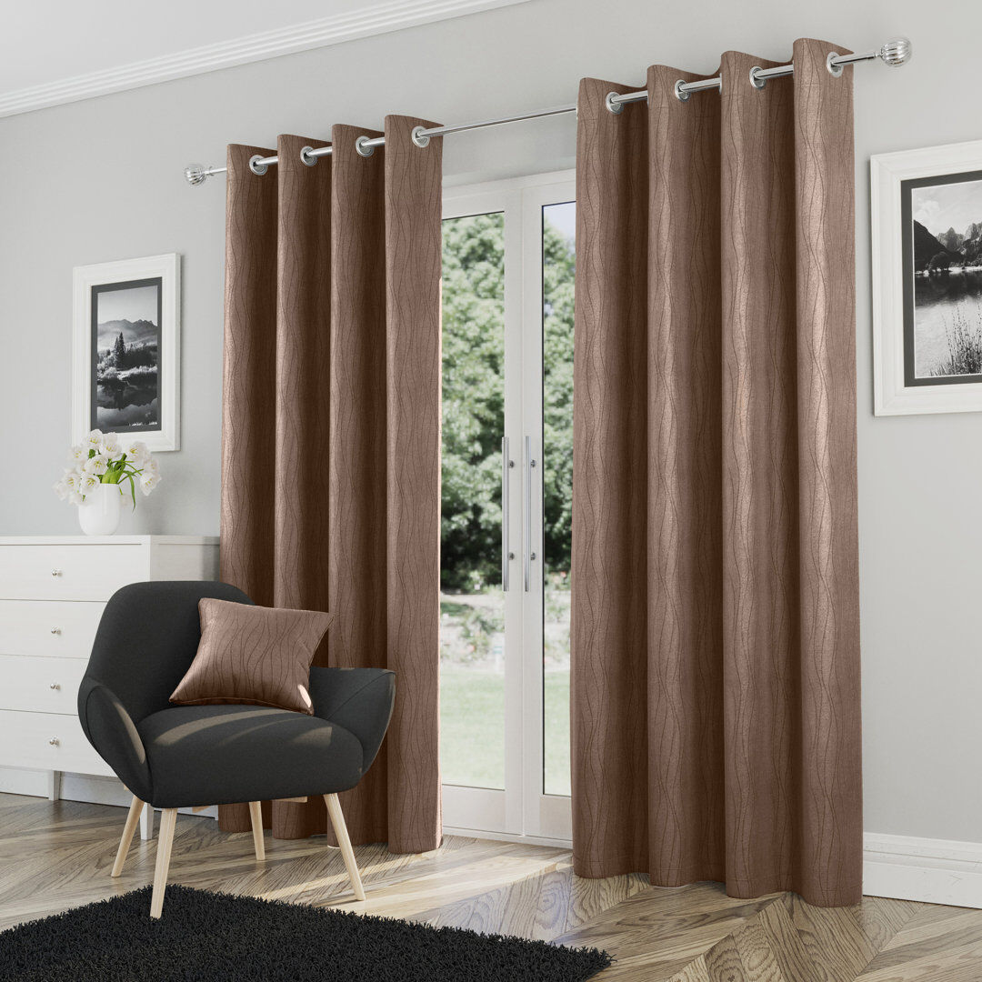 Ivy Bronx Room Darkening Curtain Brown 229cm Width x 183cm Drop