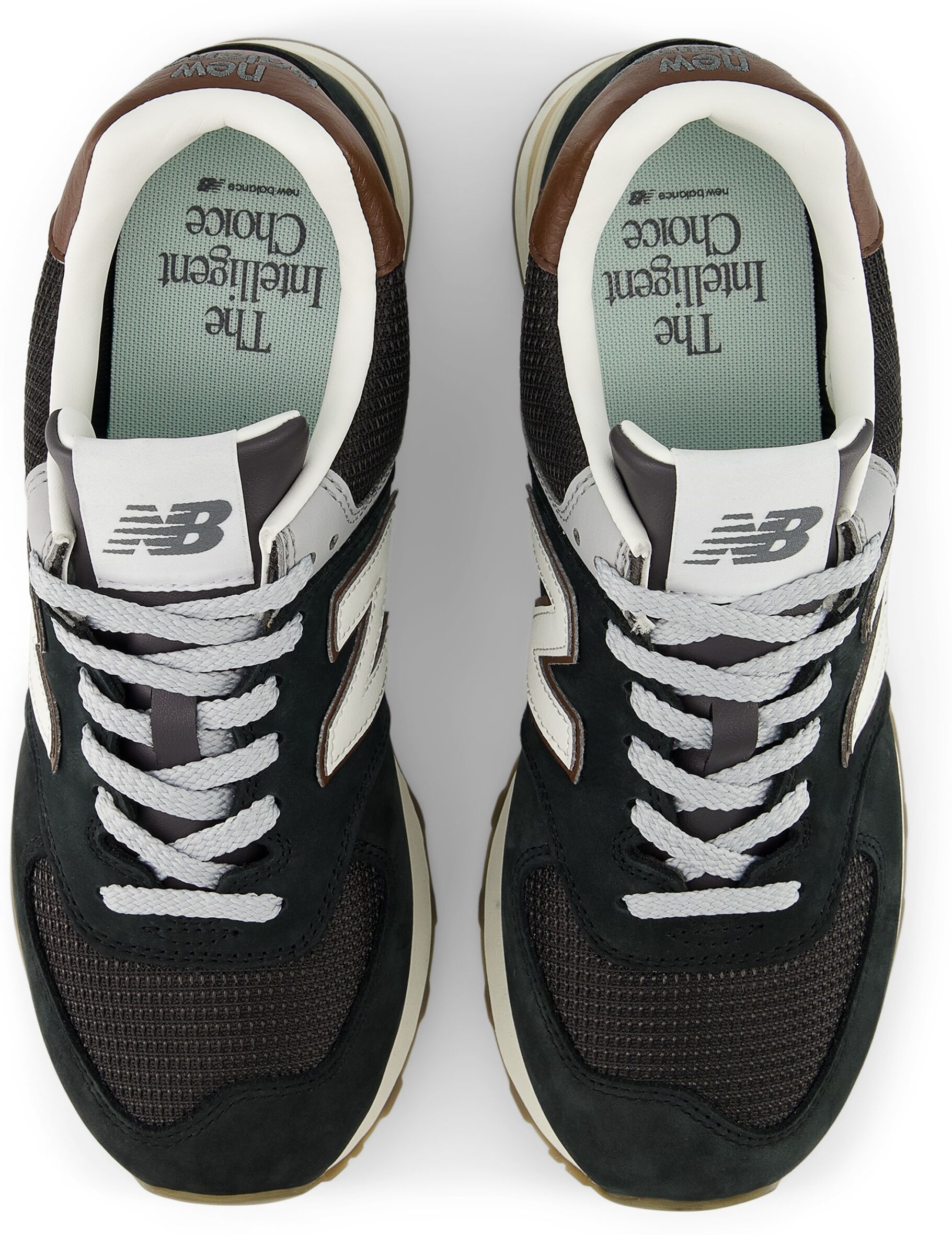 Sneaker NEW BALANCE "574", Damen, Gr. 38,5, schwarz (braun), Leder, Synthetik, Textil, Schuhe Sneaker, avec semelle en caoutchouc braun 38,5