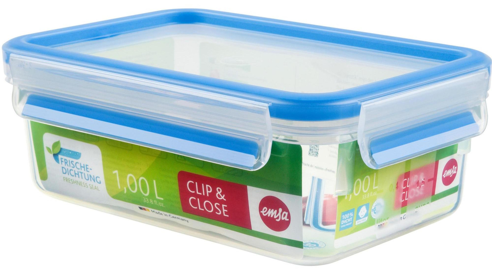 Emsa Vershoudbox CLIP & CLOSE, 1,0 liter, transparant