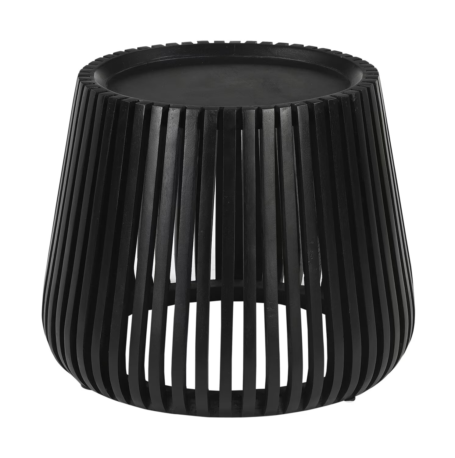 Artistiq Living Eriverto Ronde Bijzettafel van Mangohout, Zwart, Diameter: 50 cm