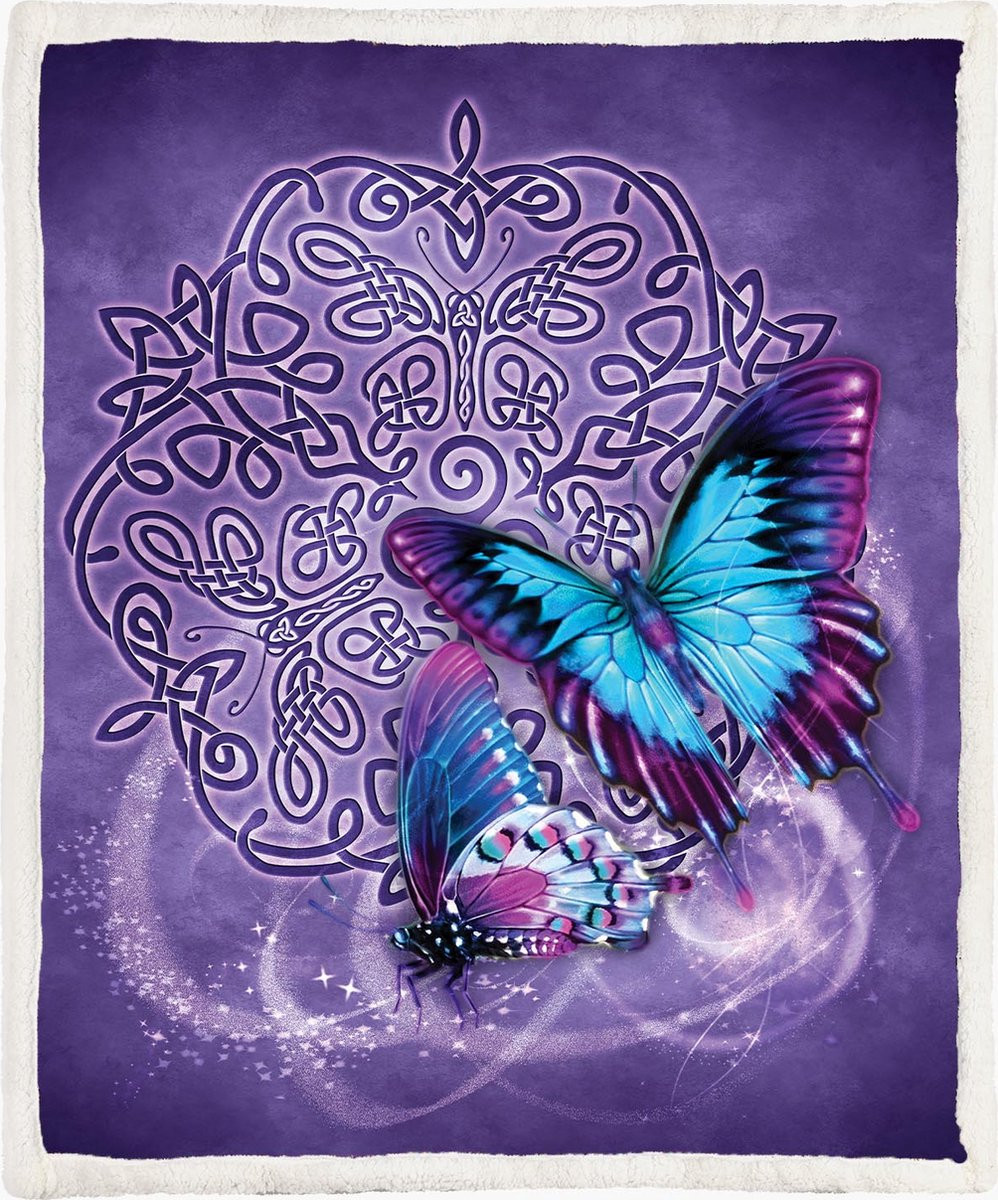 Celtic Butterfly Vlinder Fleece Deken 130 x 150 cm