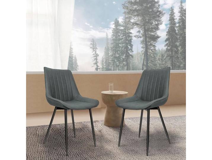 Amiremplie 2X Chaise Salle à Manger en Tissu Chaise à Manger avec des Rayures Verticales gris foncé