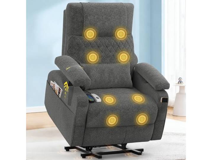 SQUEBILIFE Relaxsessel,Massagesessel mit Wärmefunktion,3D Verstellbare Armlehnen (Grau)