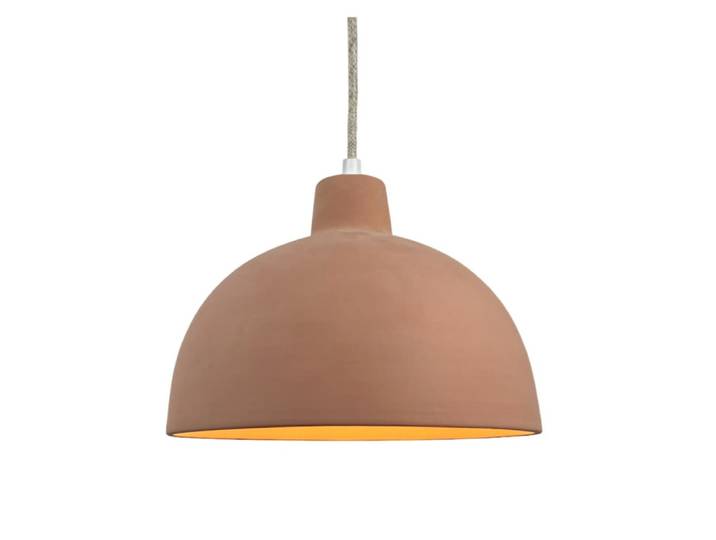Suspension en terre cuite avec câble lin d.26cm