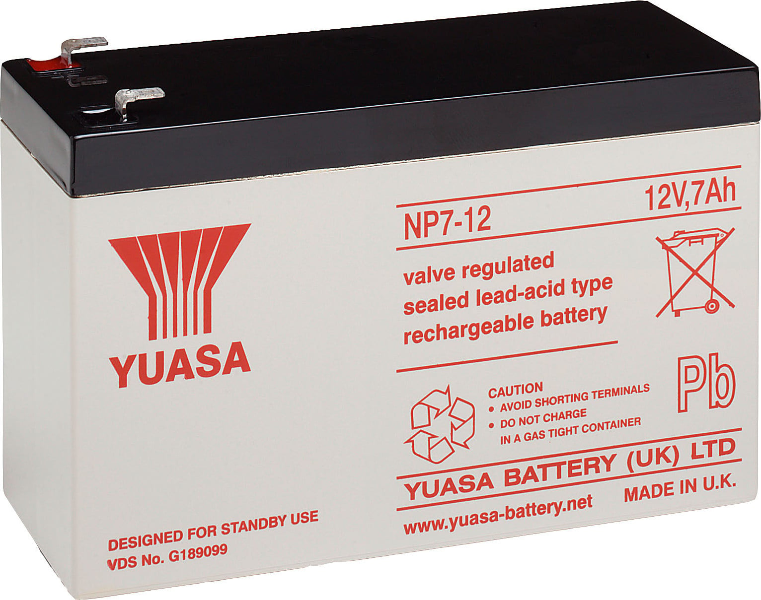 Yuasa loodaccu 12V 7,0 Ah NP7-12L