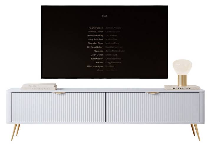 Compleo TV-Schrank BELLO zweitürig, Modern Wohnzimmer, gerifflete Front