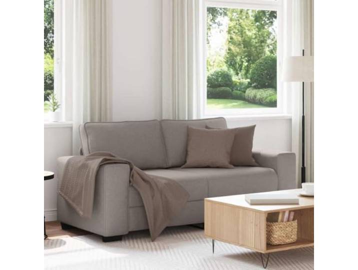HEFZGDB 2-Sitzer-Sofa Taupe 140 cm Stoff, Weiches Polyestergewebe mit Robustem Holz-Metall-Gestell, Breite Armlehnen für Stabilität und Komfort, Vielseitig für Wohnzimmer und Büro,