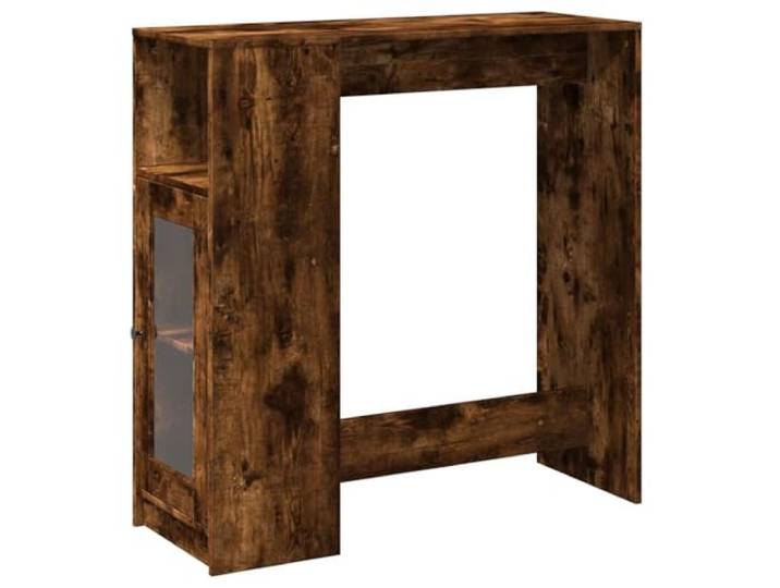 HBBMGYD Bartisch mit Regalen aus rauchfarbener Eiche, technisches Holz 3 Ablagefächer, Flaschen und Geschirr, Küche, Wohnzimmer, Esszimmer, glatte Oberfläche, Wandbefestigung im Lieferumfang