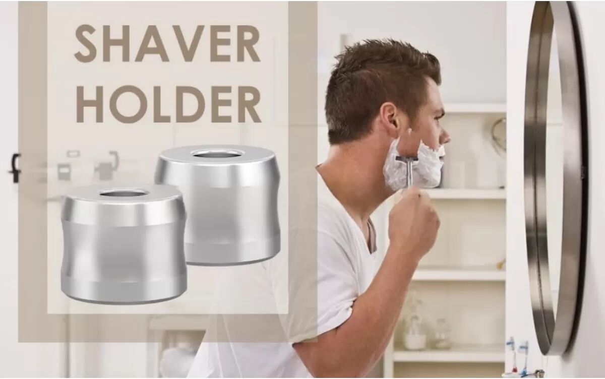 INF Rasierständer aus Aluminiumlegierung – Sichere Halterung für manuelle Rasierer Silber