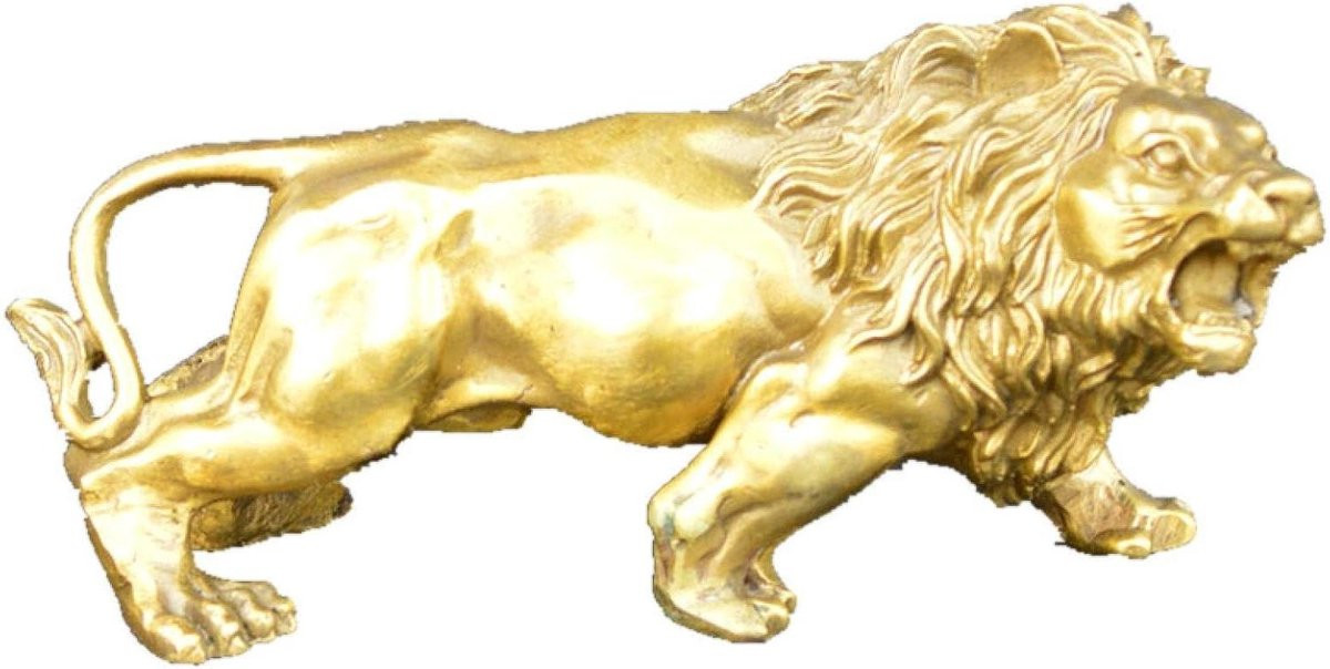 Gouden Leeuw Beeld - Koperen Wilde Dieren Decoratie voor op Tafel
