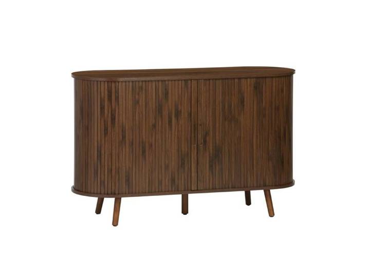 sweeek - Buffet scandinave décor bois rainuré 2 portes coulissantes 120cm LEGACY