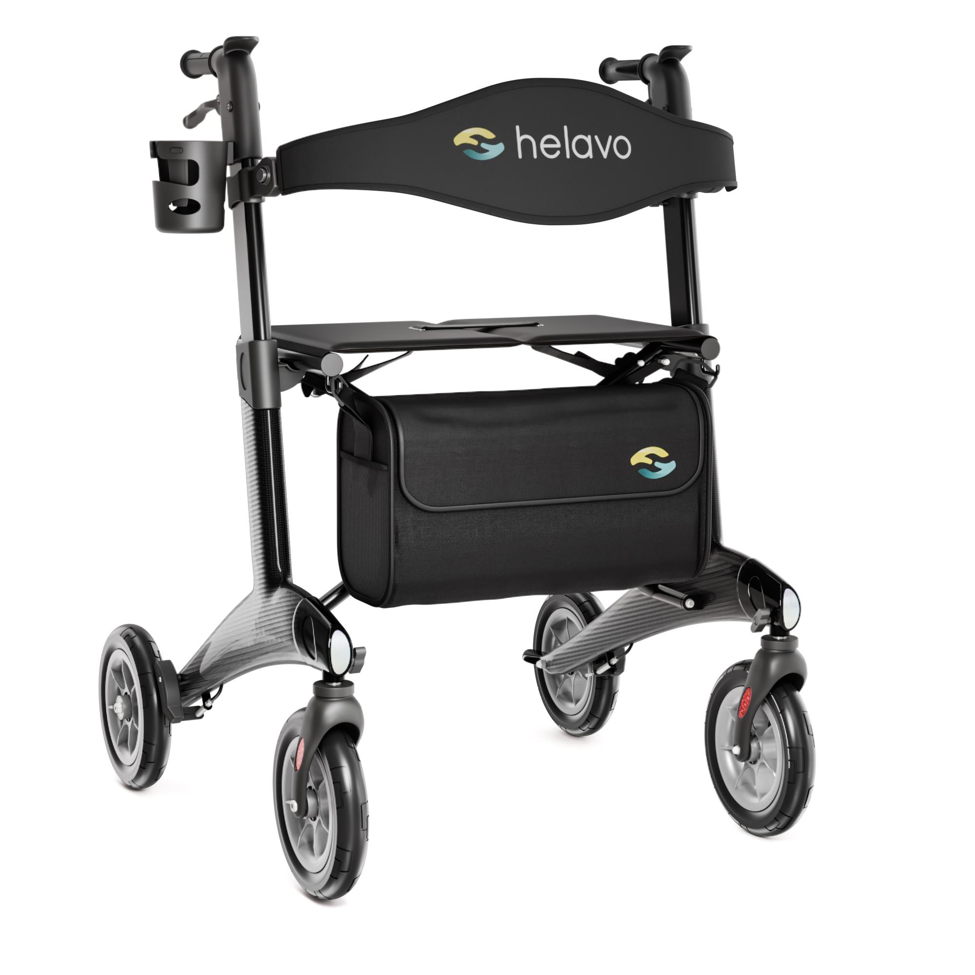Helavo ultraleichter faltbar Carbon Rollator aus Kohlefaser für Innen & Außen