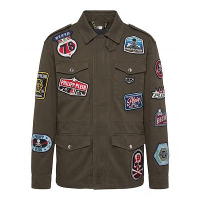 Blouson PHILIPP PLEIN "Military", Herren, Gr. M, braun (65, military), Stoff: 100% Baumwolle. Futter: 100% Polyester, Jacken Blouson