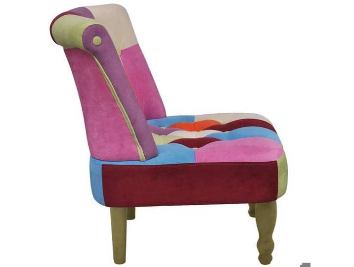 Fauteuil style français patchwork - MEUBLECHIC - Lot de 2 - 52x64x70 cm - Patchwork multicolore
