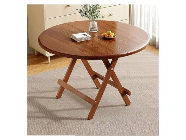 ZCXMNL Runder Klappbarer Esstisch for Kleine Räume, Klappbare Runde Küchentische Aus Holz, Tragbar, Zusammenklappbar for Zuhause, Terrasse, Camping(Brown,70x72cm)