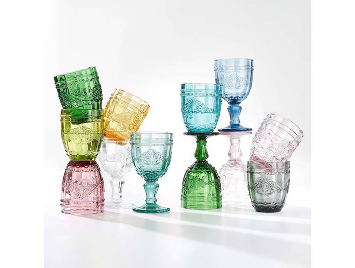 Verre à vin VICTORIAN - Lot de 6 Ø 8cm Vert/Vert foncé