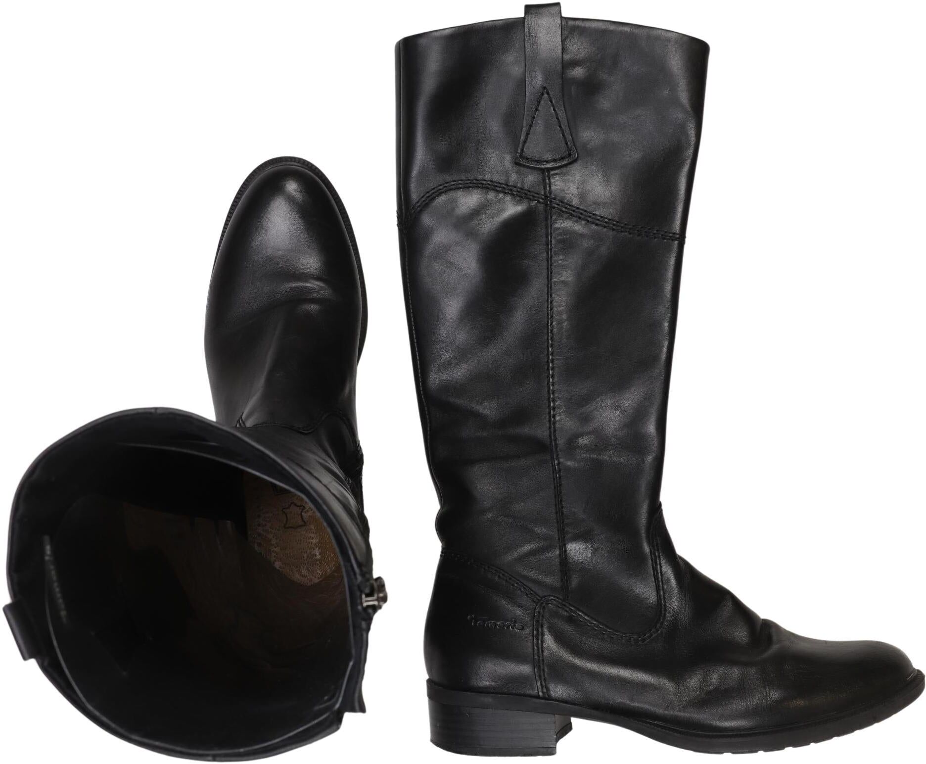 Tamaris Damen Stiefel, Schwarz, Gr. EU 39, Leder - Second Hand