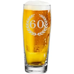 Luxentu Willi Becher Bierglas Helles-Glas 0,5 Liter mit Eichung - 60. Jubiläum