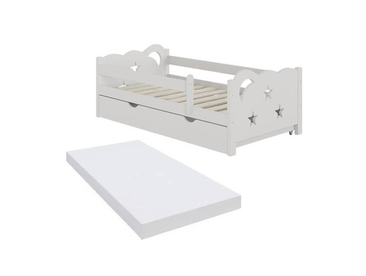 VitaliSpa Kinderbett Jessica Weiß 70x140 cm mit Schublade und Matratze, Holz, Rechteckig, 146x53x76 cm, Baby- und Kindermöbel, Kinderzimmer & Jugendzimmer