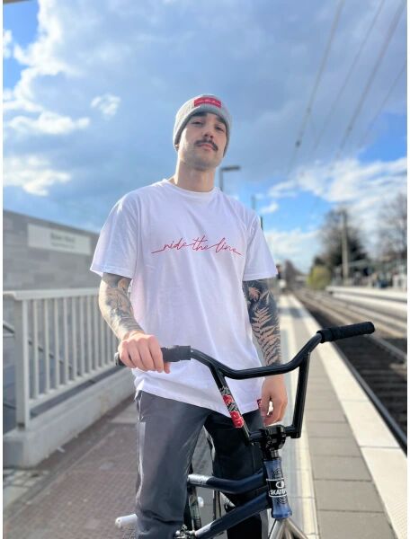 T-Shirt SkatePro RIDE THE LINE (M - Weiß)