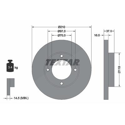 Textar Bremsscheibe [Hersteller-Nr. 92112600] für Piaggio, Daihatsu