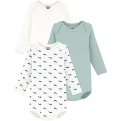 Petit Bateau 3er-Pack Bodys langarm Wale, natur | gruen, 86