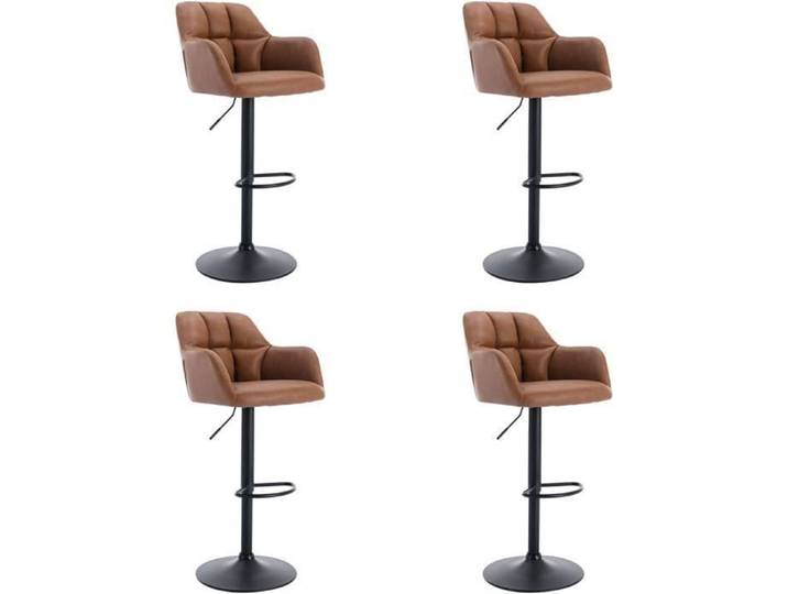 Wahson Lot de 4 Tabouret de Bar en Cuir PU Chaise de Bar Réglable Chaise Haute Cuisine pour Bar-Cuisine Marron