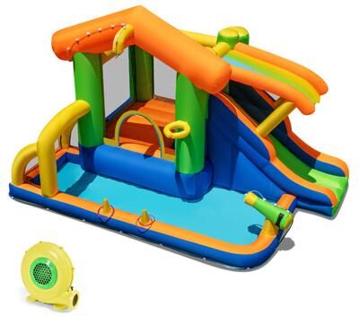 Costway Inflatable Bounce House Water Park with Slide and 480W Blower