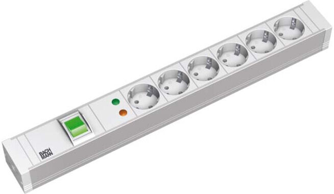 Bachmann 19 pouces multiprise 6x PVC, 1 interrupteur, ÜSS 333.605 (333.605)