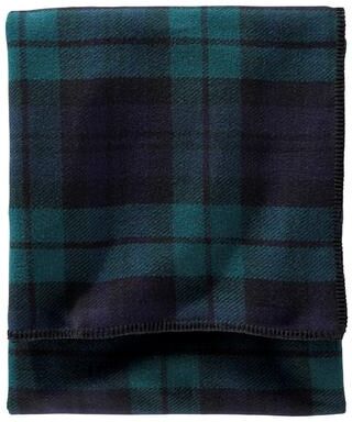 Pendleton Eco-wise Blue/ Green Black Watch Plaid Wool Blanket