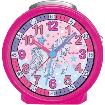 Quarzwecker SCOUT "Pferdewecker, Friends, 280001046", pink, Wecker, Kinderwecker, Geschenkidee, Kinderzimmer,Schulanfang, Pferd,Lernwecker