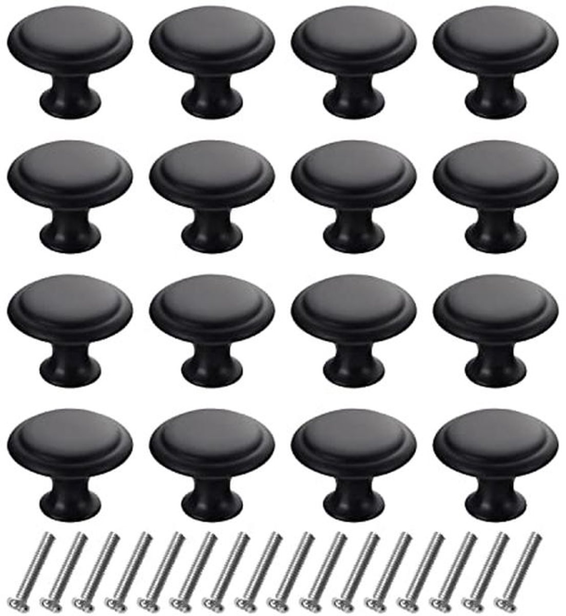 Set van 16 mat zwarte design kastgrepen en ladeknoppen voor het vernieuwen van meubels